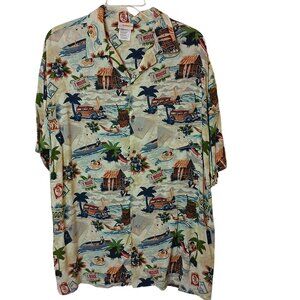 Walt Disney World Hawaiian Shirt Mickey & Friends XL 100% Rayon Camp  VTG #I-10